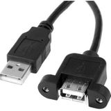 USB 2.0 Mannetje naar vrouwtje Type A Panel Kabel  Lengte: 30 cm