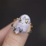 Witte opaal ring vrouwen kristallen verlovingsringen  Ringmaat: 11 (zilver)