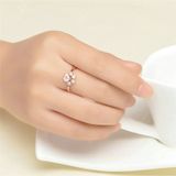 Vrouwen Crystal cute cat klauw opening verstelbare ring sieraden (roze diamant wit goud)