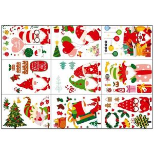 2 Sets Cartoon Kerstvenster Stickers Show Window Woonkamer Static Christmas Decoratie Muurstickers