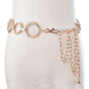 Eenvoudige vrouwen metalen taille ketting jurk decoratieve riem  lengte: 115cm (Goud)