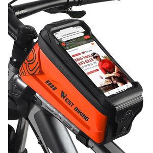 WEST BIKING 2.5L Bicycle Front Beam Mobile Phone Touch Screen Hard Shell Bag(Orange)