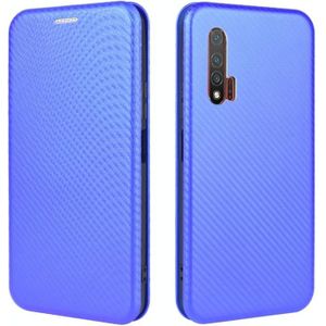 Voor Huawei nova 6 4G Carbon Fiber Texture Magnetic Horizontal Flip TPU + PC + PU Leather Case met kaartsleuf(blauw)