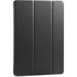 Huawei MediaPad T5 10 inch 3-vouwend horizontaal flip PU leder + schokbestendige honingraat TPU-behuizing met houder(zwart)