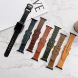 8-shape Buckle Retro Leather Replacement Strap Watchband For Apple Watch Series 6 & SE & 5 & 4 40mm / 3 & 2 & 1 38mm(Yellow)