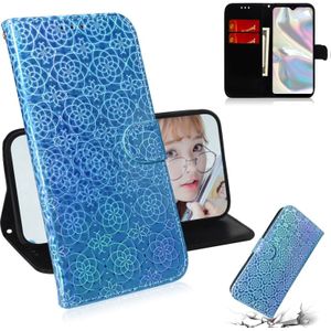 Voor Galaxy A70e Solid Color Colorful Magnetic Buckle Horizontal Flip PU Leather Case met Holder & Card Slots & Wallet & Lanyard(Blue)