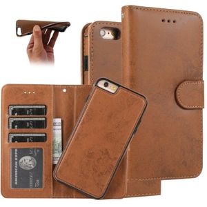 Voor iPhone 6 Plus KLT888-2 Retro 2 in 1 Afneembare Magnetische Horizontale Flip TPU + PU Lederen case met Holder & Card Slots & Photo Frame & Wallet(Brown)