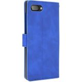 Voor BlackBerry KEY2 Solid Color Skin Feel Magnetic Buckle Horizontal Flip Calf Texture PU Leather Case with Holder & Card Slots & Wallet(Blue)