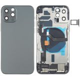 Batterij achterklep montage (met zijtoetsen  luide luidspreker  motor  cameralens  kaartlade  aan / uit-knop + volumeknop + oplaadpoort + draadloze oplaadmodule) voor iPhone 12 Pro (zwart)
