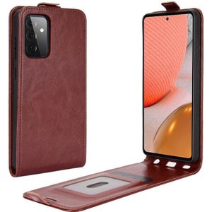 Voor Samsung Galaxy A72 5G R64 Texture Single Vertical Flip Leather Beschermhoes met kaartslots & fotoframe(bruin)