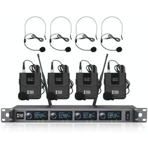 XTUGA A140-B Draadloos microfoonsysteem 4 BodyPack-headset Lavalier-microfoon (US-stekker)