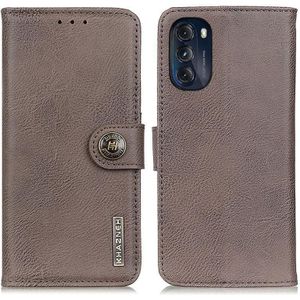 Voor Motorola Moto G 5G 2022 Khazneh Cowhide Texture Leather Phone Case (Khaki)