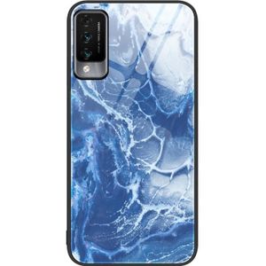 Voor Huawei Maimang 10 Marmeren Patroon Glas Beschermende Telefoon Case (Blauwe Oceaan)