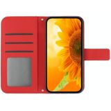 Voor Google Pixel 6 Pro Skin Feel Sun Flower Pattern Flip Leather Phone Case met Lanyard (Rood)