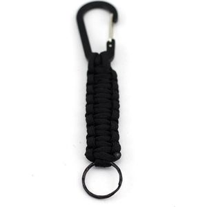Outdoor multifunctionele nylon paraplu touw karabijn sleutelhanger (Zwart)