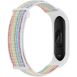 Voor Xiaomi Mi Band 6 Nylon tweedelige lus horlogeband (dunne regenboog)