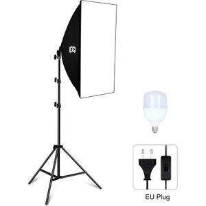 PULUZ 50x70cm Studio Softbox + 1.6m Statief Mount + Single E27 30W 5700K White Light LED Light Bulb Photography Lighting Kit (EU Plug)