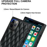 Elegant Rhombic Pattern Microfiber Leather + TPU Shockproof Case met Crossbody Strap Chain voor iPhone 11 Pro Max