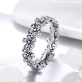 Eenvoudige zilveren Sparkle Daisy Floral Diamond Ring voor vrouwen grootte: 7