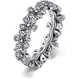 Eenvoudige zilveren Sparkle Daisy Floral Diamond Ring voor vrouwen grootte: 7