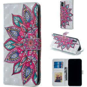 Halve bloem patroon horizontale Flip lederen case voor iPhone X  met houder & kaartsleuven & foto frame & portemonnee