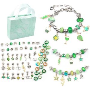 TZ-05 63 in 1 Kleurrijke Crystal Cartoon DIY Sieraden Kinderen Armband (Groen Pak)