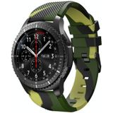 Voor Samsung Gear S3 Twill Camouflage Siliconen Vervanging Strap Horlogeband (Leger Groen)