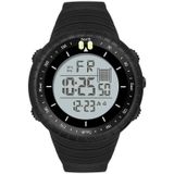 Sanda 6071 drie-split-scherm LED digitale display lichtgevende stopwatch timing multifunctionele mannen sport elektronische horloge (zwart wit)