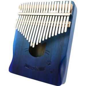21 Tone Acacia Wood Thumb Piano Kalimba Muziekinstrumenten (Aurora Blue-Cat)