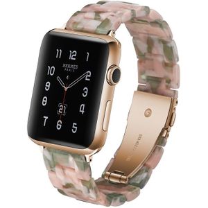 Eenvoudige mode hars horloge band voor Apple horloge serie 4 44mm & serie 3 & 2 & 1 42mm (roze groen)