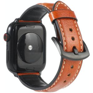 Echte lederen horlogeband voor Apple Watch Series 6 & SE & 5 & 4 40mm / 3 & 2 & 1 38mm (Geelbruin)