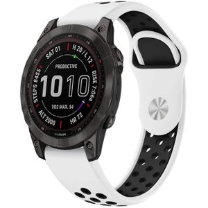 Voor Garmin Instinct 2 Solar Sports ademende siliconen horlogeband (wit + zwart)