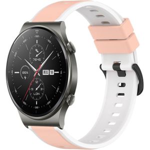 Voor Huawei GT2 Pro 22 mm tweekleurige siliconen horlogeband (roze + wit)