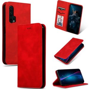 Retro huid voelen Business magnetische horizontale Flip lederen case voor Huawei Honor 20 Pro (rood)