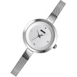 SKMEI 1390 Ladies Business Casual Watch Steel Band Lichtgewicht Quartz Horloge(Zilver)