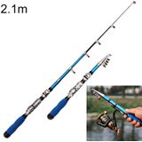 36cm draagbare telescopische zee hengel mini hengel  verlengde lengte: 2.1 m  blauwe clip Reel seat