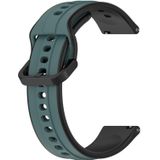 Voor Garmin Forerunner 255 Music 22 mm bolle lus tweekleurige siliconen horlogeband (olijfgroen + zwart)