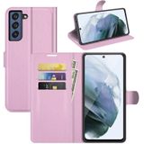 Voor Galaxy S21 FE Litchi Texture Horizontale Flip Bescherming Case met Houder & Card Slots & Wallet (Pink)