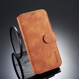 Dg. MING retro olie kant horizontale flip case voor iPhone XR  met houder & kaartsleuven & portemonnee (bruin)