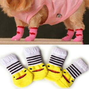 2 paar schattige puppy honden Pet gebreide anti-slip sokken (eendje)
