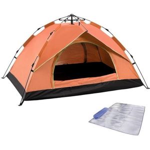 TC-014 Outdoor Beach Travel Camping Automatische Spring Multi-Person Tent voor 3-4 personen (oranje + mat)