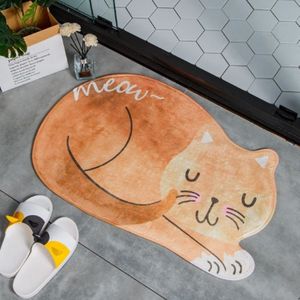 Cartoon slapende kat Badmat badkamer tapijten toilet anti-slip vloermat  grootte: 60X90CM (oranje)