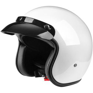 BYB 701 All Seasons retro motorhelm  maat: XXL (helder wit)