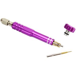 JF-6688 5 in 1 metalen multifunctionele Pen stijl-Schroevendraaierset voor telefoon Repair(Purple)