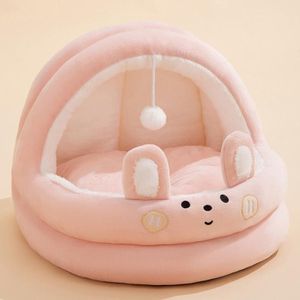 Semi-ingesloten Cradle Pet Cat Bed Hondenkennel Pad Dierbenodigdheden  Maat: L (roze konijn)