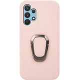Voor Samsung Galaxy A32 4G Ring Houder Litchi Textuur Lederen Telefoon Case (Roze)