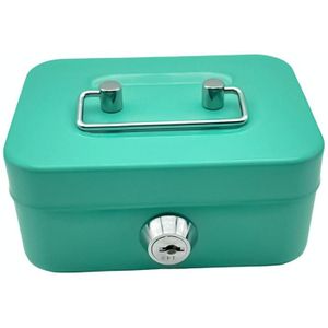 Draagbare metalen veilige kassa spaarpot geldorganizer met sleutel (klein groen)