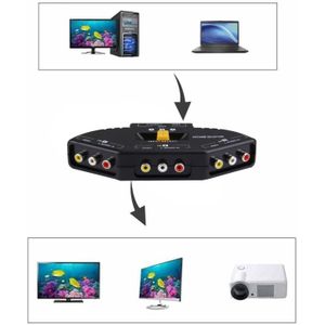 AV Audio-Video Signaal Switcher  3 Groeps Input en 1 Groep Output (zwart)