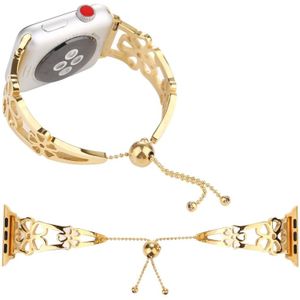 Bloem gevormde armband roestvrijstalen horlogeband voor Apple Watch serie 3 & 2 & 1 38mm (goud)