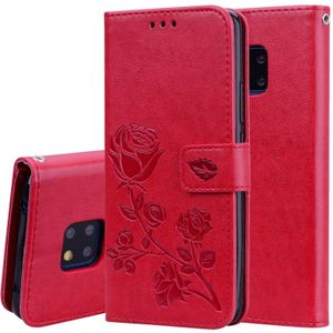 Rose relif horizontale Flip PU lederen draagtas voor Huawei mate 20 Pro  met houder & kaartsleuven & portemonnee (rood)